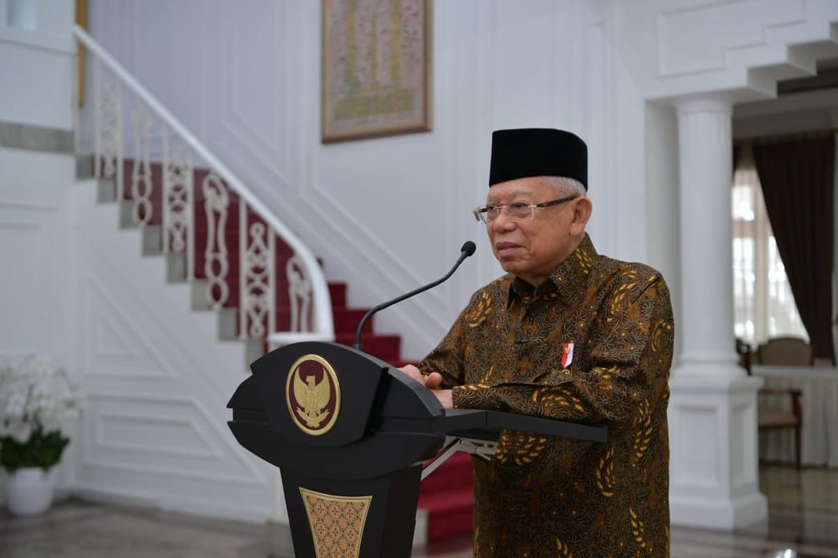 Wakil Presiden Ma'ruf Amin saat membuka Rakernas BSI secara virtual, Kamis (25/2/2021).