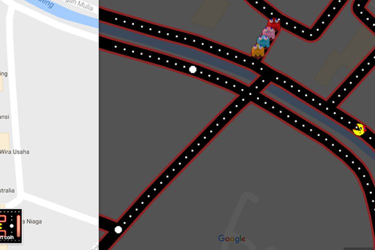 Google mengubah Maps menjadi arena bermain Ms. Pac-Man pada April Mop 2017