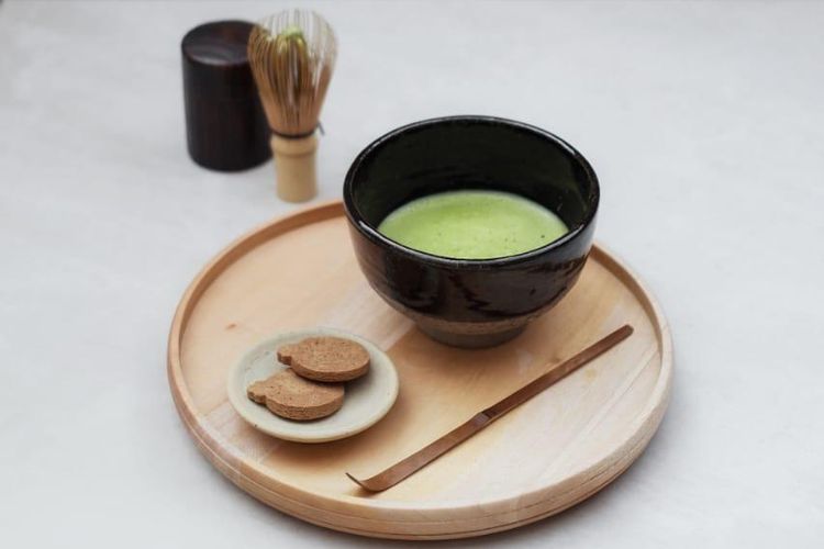 salah satu jenis teh di Pieces of Peace, Ceremonial Matcha; dari daun teh hijau yang dihaluskan dan dibuat dengan cara tradisional