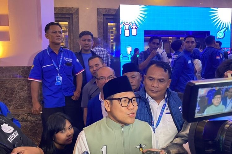 Ketua Umum PKB Muhaimin Iskandar setelah perayaan HUT ke 25 PAN di Hotel Sultan, Senayan, Jakarta, Senin (28/8/2023). 