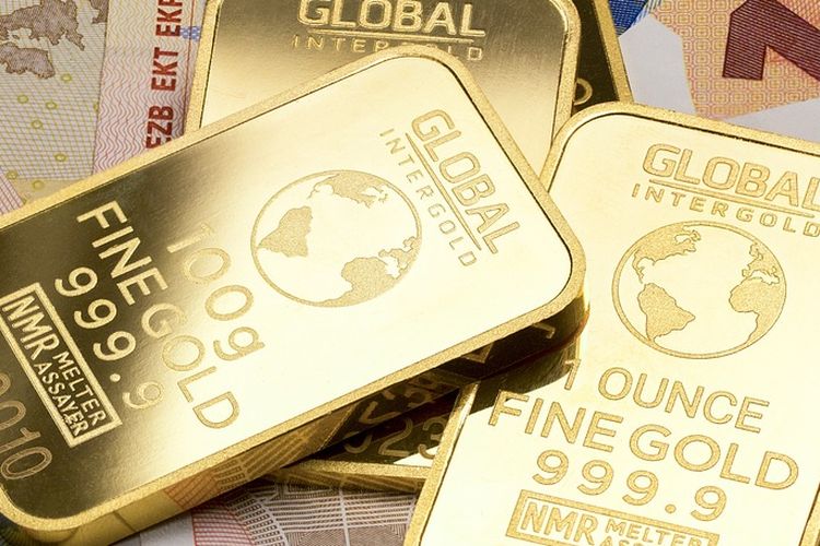 Ilustrasi emas, emas batangan.