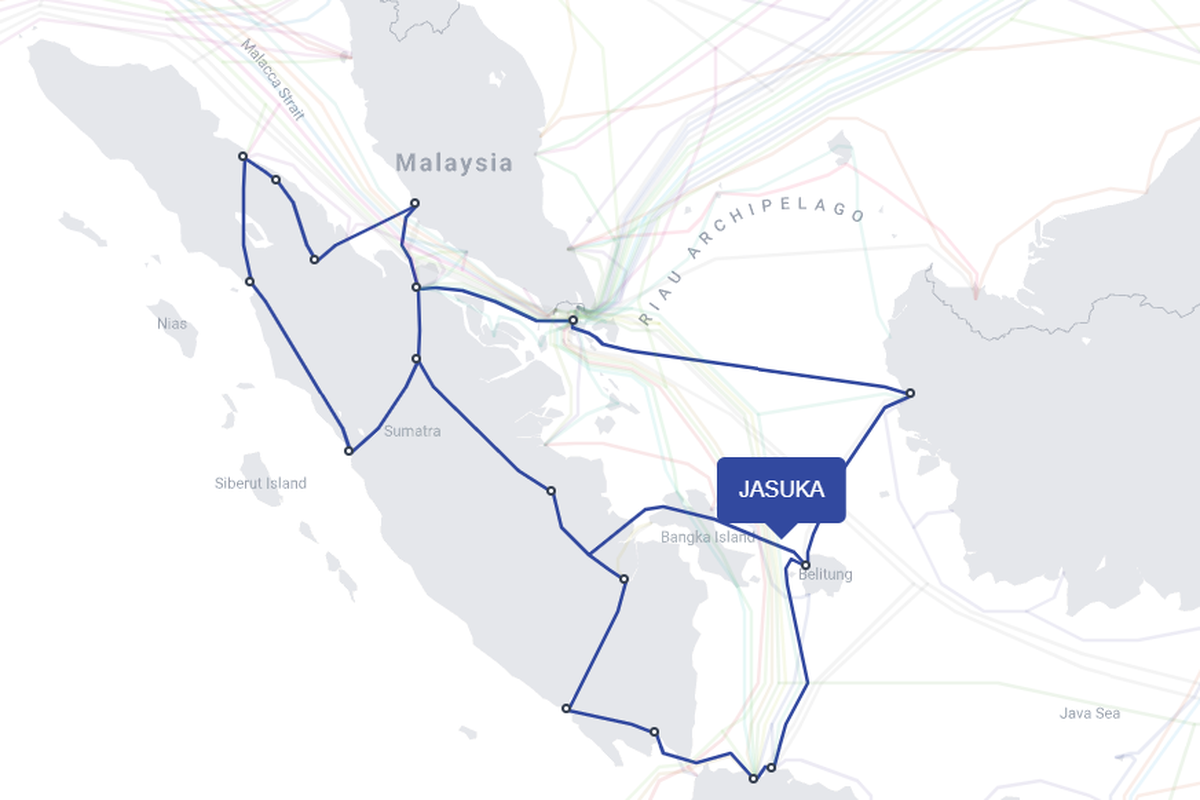 Ilustrasi kabel bawah laut Jasuka milik Telkom.