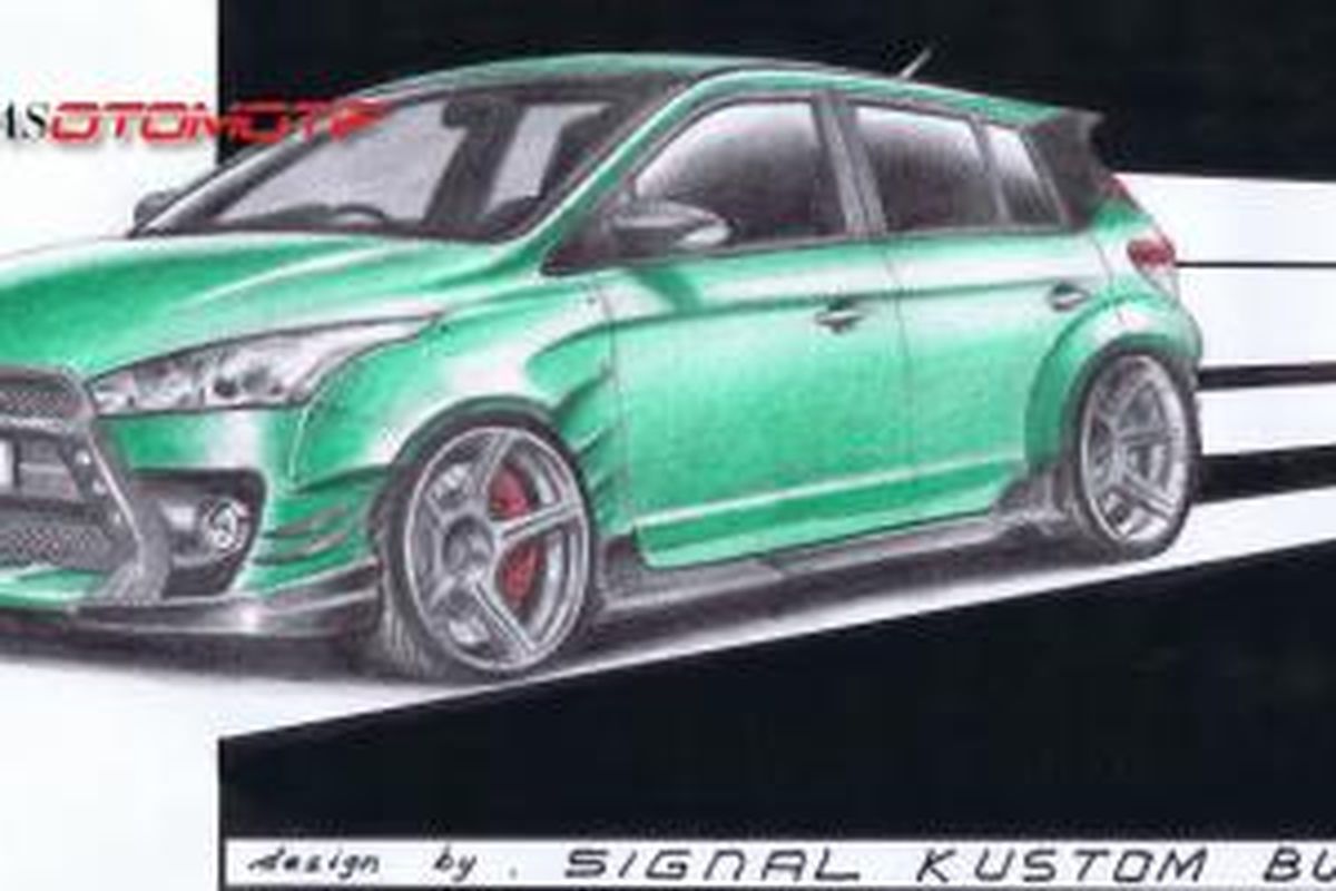 Sketsa modifikasi All-New Yaris rancangan Andre Mulyadi dari Signal Kustom Built