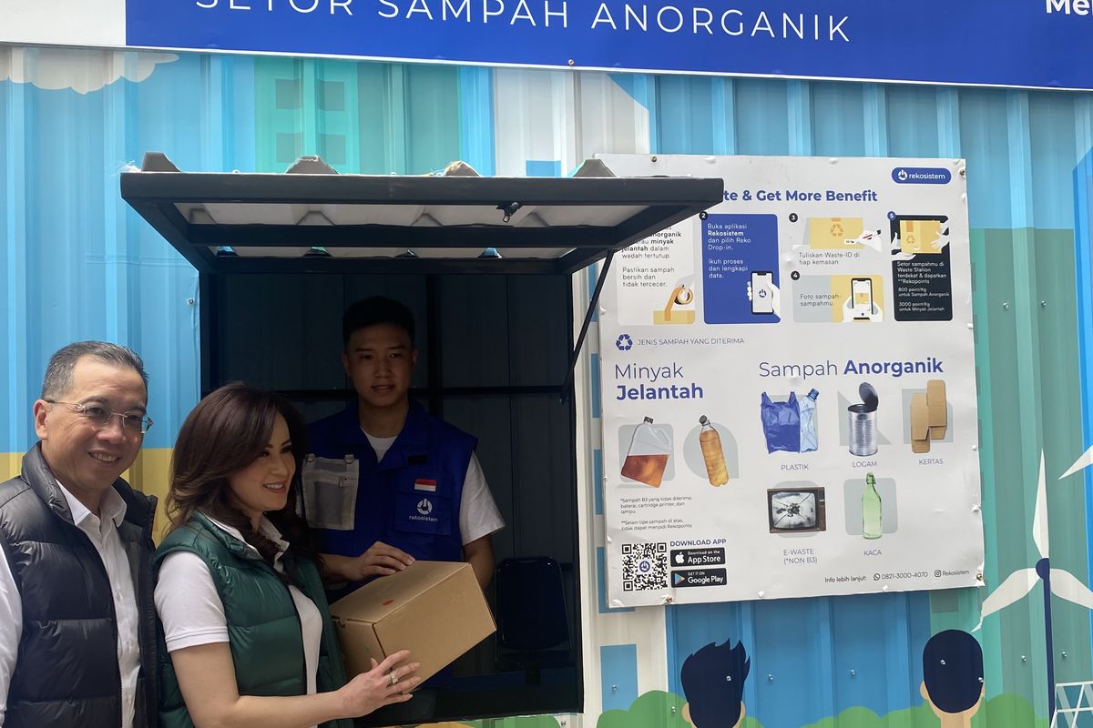 Peluncuran Reko Waste Station di area Menara Mandiri, Sudirman, Jakarta Selatan, Rabu (21/2/2024).