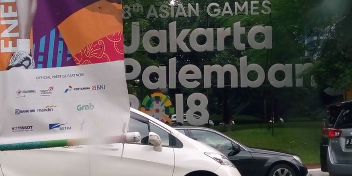 Baliho Asian Games ke-18 2018 di Jalan Jenderal Sudirman, Jakarta. Pada 1962, Indonesia menjadi tuan rumah Asian Games yang ke-4. 
