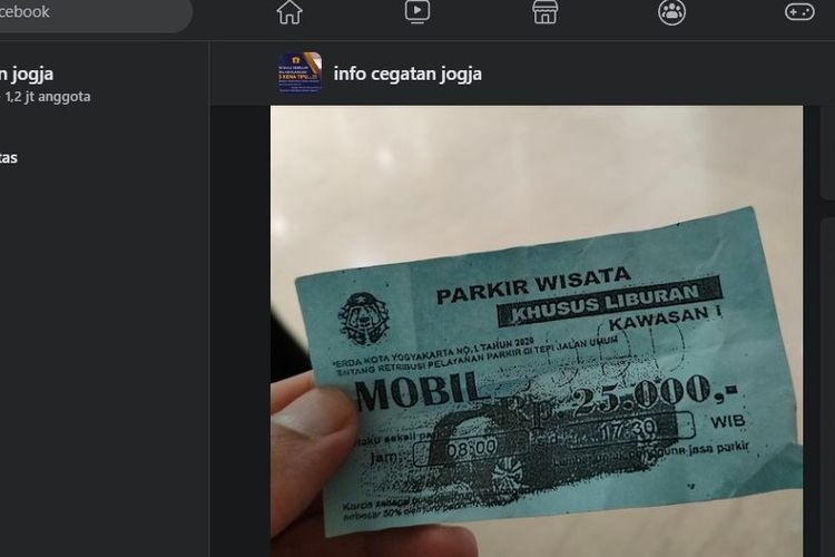 Ramai soal karcis parkir mobil dikenakan tarif Rp 25.000 dan tertulis bahwa tarif tersebut sudah sesuai Perda No 1 tahun 2020 Kota Yogyakarta.
