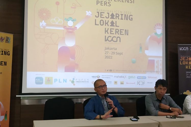 Ketua Umum Indonesia Creative Cities Network (ICCN) Fiki Safaridalam konferensi pers jelang Rakornas ICCN di iNews Tower, Jakarta Pusat, Senin (26/9/2022). 