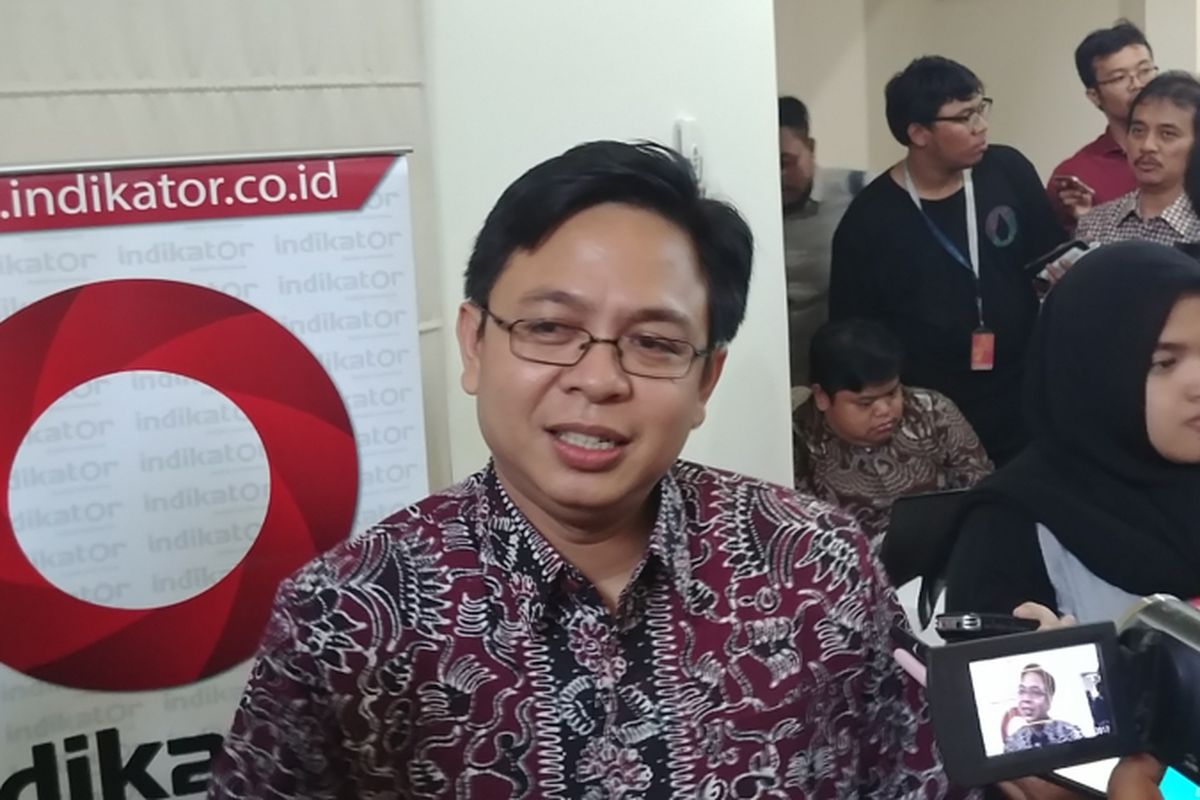 Direktur Eksekutif Indikator Politik Burhanuddin Muhtadi di Jakarta, Rabu (11/10/2017).