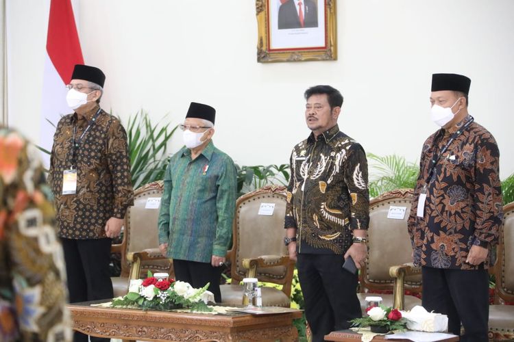 Wapres Ma'ruf Amin dan Mentan Syahrul Yasin Limpo dalam Munas Gapki XI.