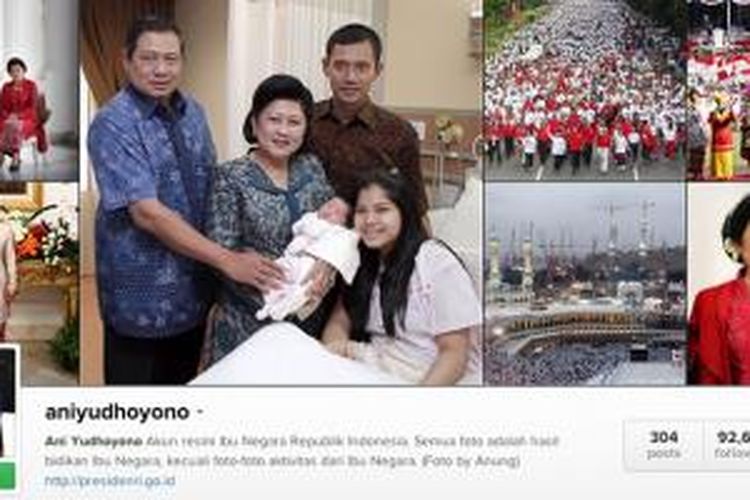 Gambar sampul muka akun @aniyudhoyono di Instagram