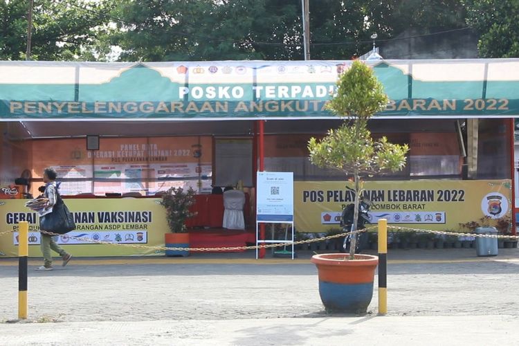 Posko Lebaran 2022 di PELABUHAN lembar, Kamis sore (28/4/2022) 1 dari 35 pos pengamanan dan pelayanan kesehatan di sejumlah lokasi arus mudik di Lombok, NTB.