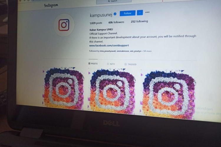 Akun instagram Universitas Jember yang diretas oleh orang yang tidak bertanggung jawab 