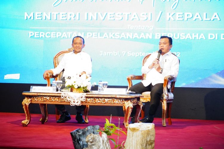 Menteri Investasi/Kepala BKPM Bahlil Lahadalia hadir dalam pertemuan dengan Pemerintah Daerah Jambi, Kadin, Hipmi, IPEMI, di Provinsi Jambi, Rabu (7/9/2022).