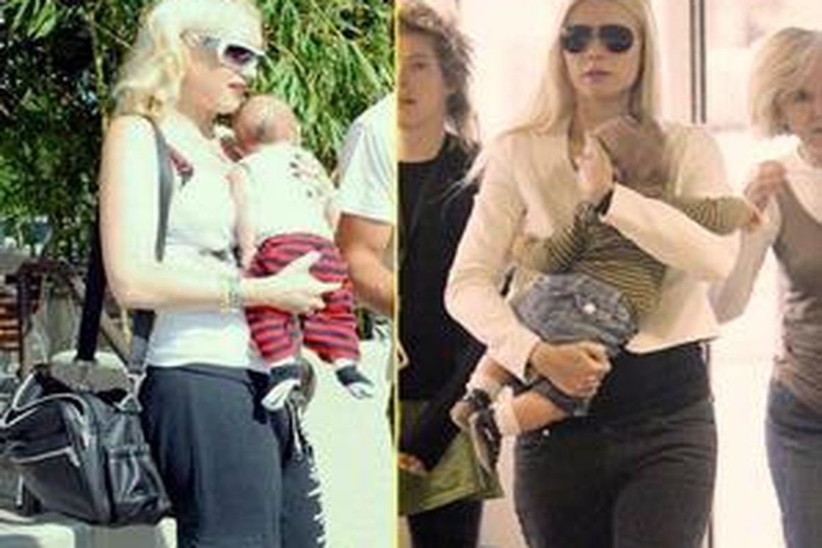 Gwyneth Paltrow, posisi bayi terlihat kurang nyaman.