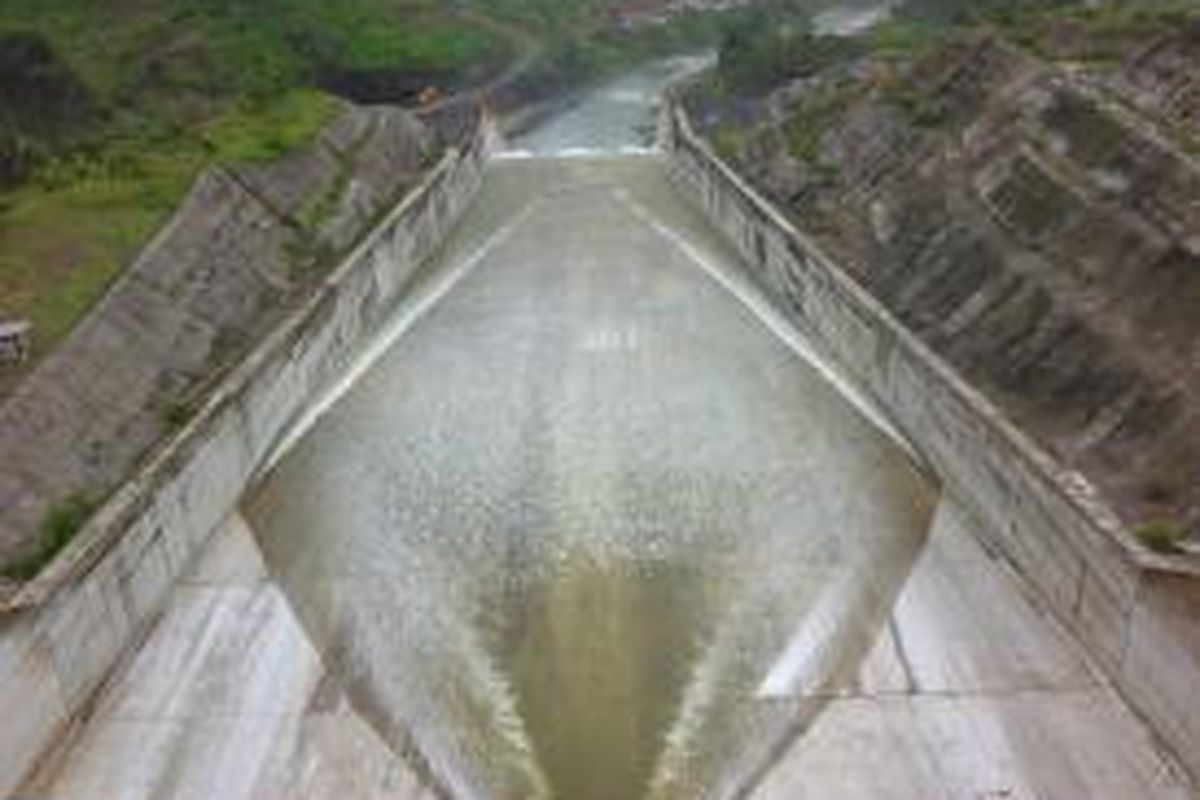 Kondisi aktual Waduk Jatigede, Sumedang, Jawa Barat, Kamis (17/12/2015).