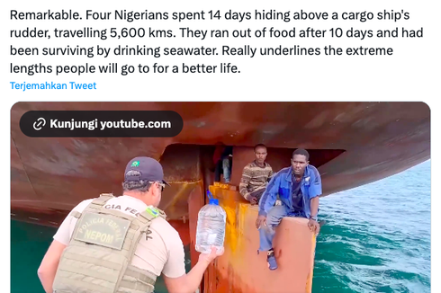 Kisah 4 Warga Nigeria Bertahan Hidup 14 Hari di Daun Kemudi Kapal, Menantang Maut Lintasi Laut 5.600 Km demi Hidup Lebih Baik