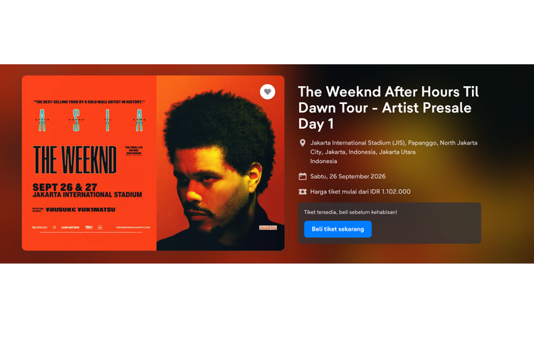 Link Tiket Konser The Weeknd Jakarta, Harga, dan Cara Belinya