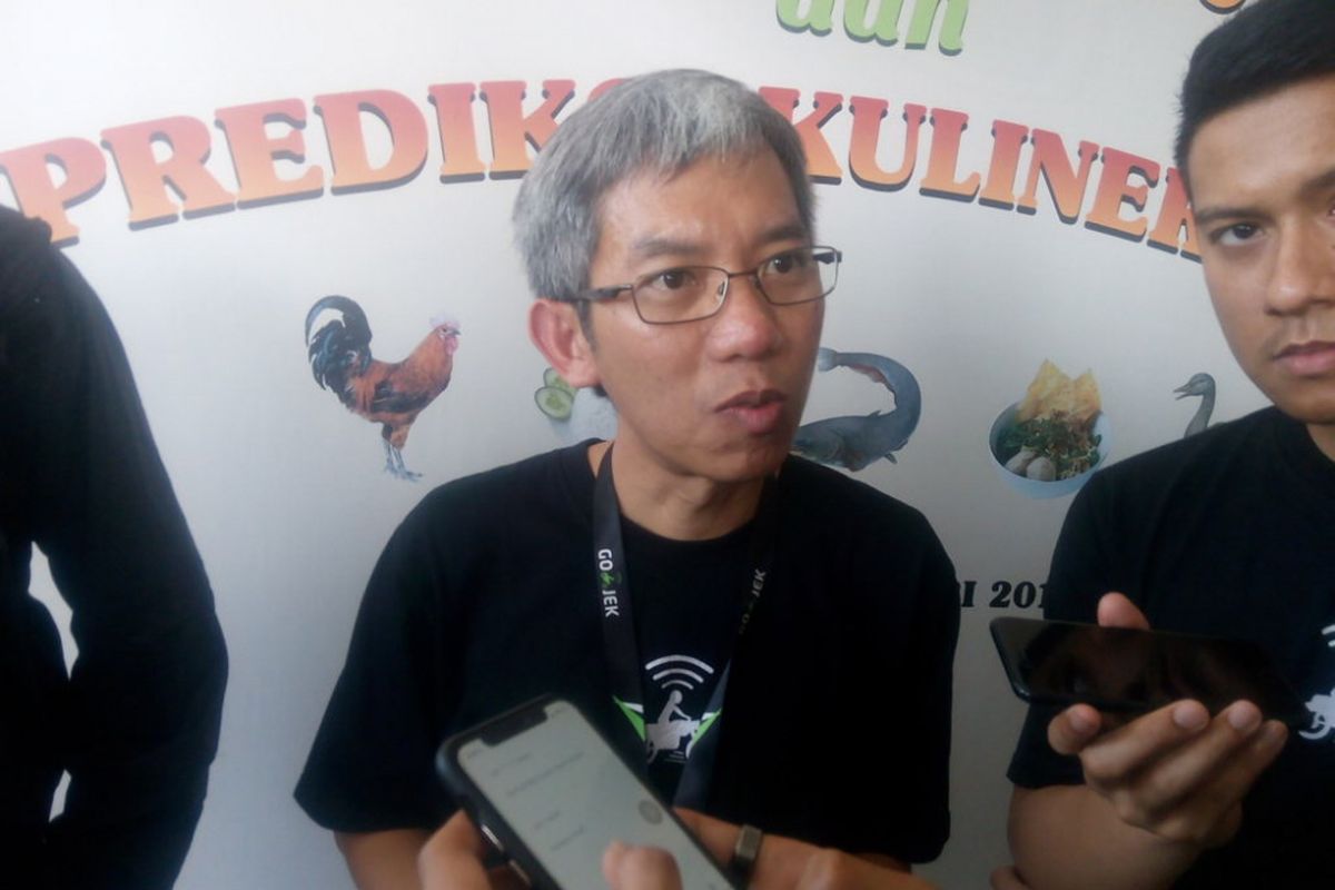 VP Marketing Go-Food, Aristo Kristandyo memberi keterangan kepada awal media tentang capaian Go-Food selama 2018 di Kantor Go-Jek, Pasaraya Blok M, Jakarta, Senin (7/1/2019).