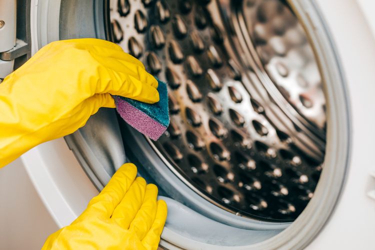 Ilustrasi membersihkan segel pintu mesin cuci
