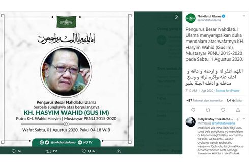 Hasyim Wahid, Adik Bungsu Gus Dur Meninggal Dunia