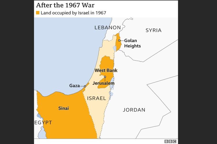 Daerah kekuasaan Israel setelah Perang 1967.