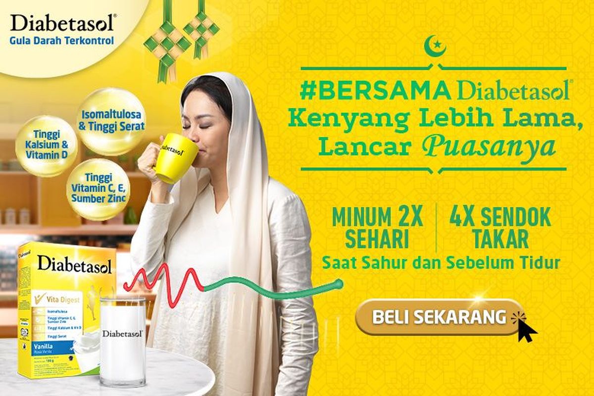 Diabetasol dapat mencukupi nutrisi diabetesi selama puasa. 