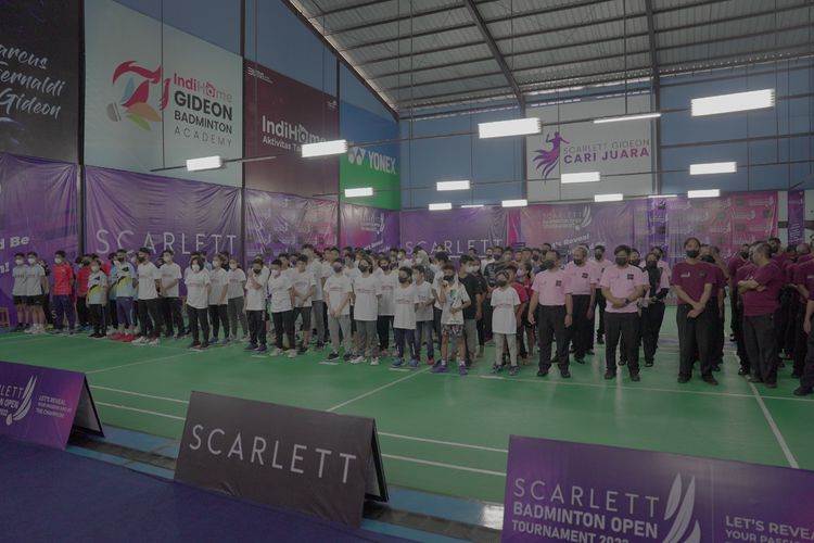 Kegiatan Scarlett Badminton Open Tournament 2022 dalam rangka HUT ke-77 Republik Indonesia pada Rabu (17/8/2022).