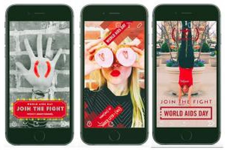 Filter Snapchat untuk mendukung hari AIDS sedunia, Selasa (1/12/2015).