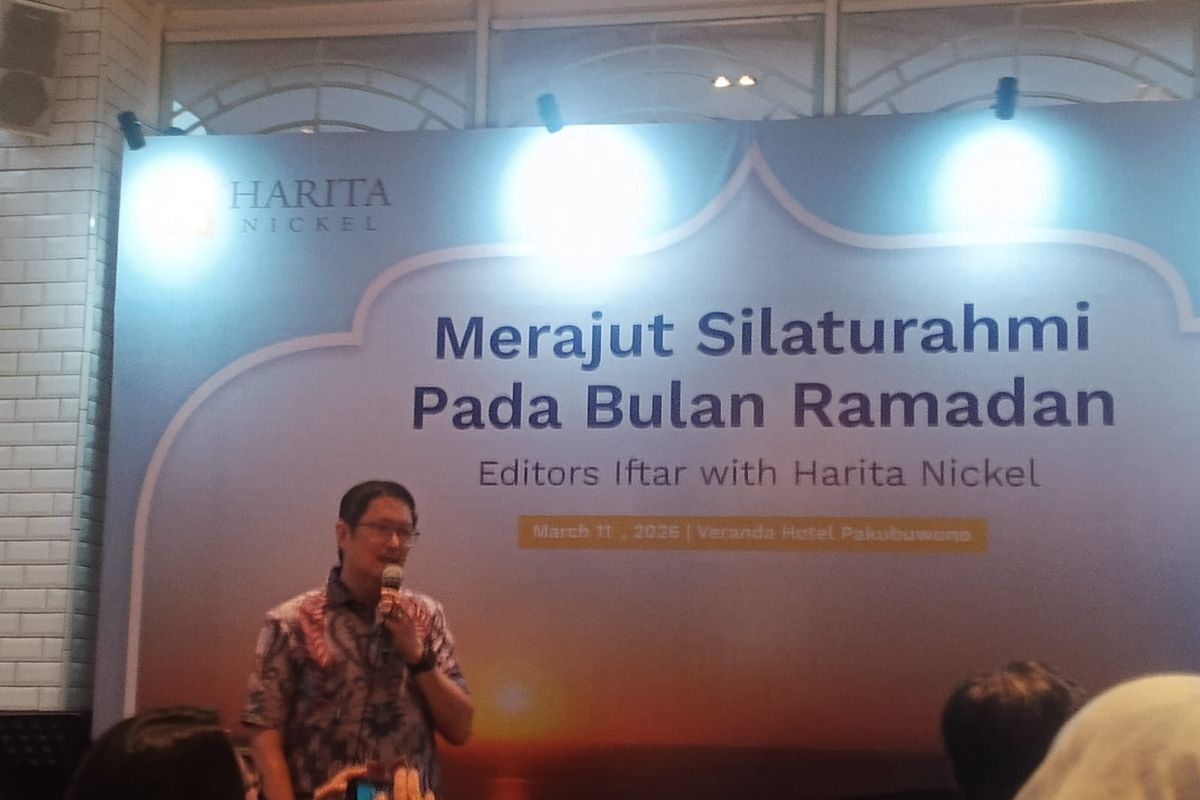 Presiden Direktur Harita Nickel, Roy Arman Arfandy menjelaskan ESG perusahaannya dalam acara buka bersama editor media di Jakarta, Rabu (11/3/2026).