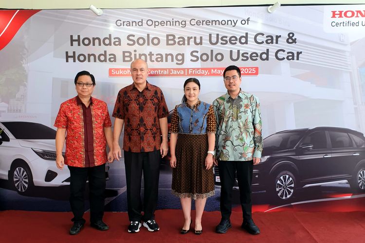 PT Honda Prospect Motor (HPM) kembali memperluas jaringan dengan meresmikan dua diler mobil berkas bersertifikasi, yakni Honda Bintang Solo Used Car di Kota Surakarta dan Honda Solo Baru Used Car di Kabupaten Sukoharjo.