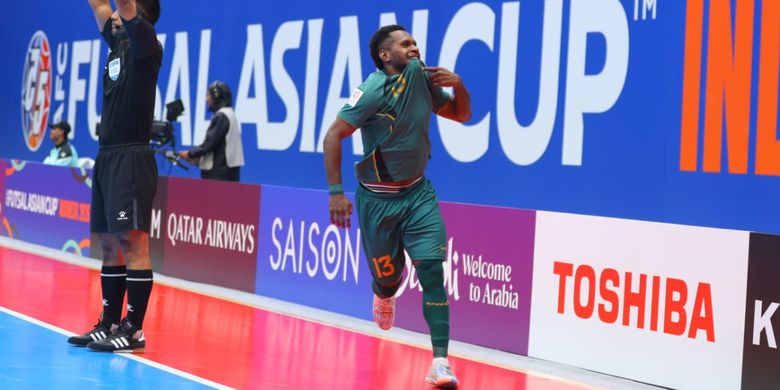 Selebrasi gol Wendy Brian Ick dalam laga perempat final Piala Asia Futsal 2026 Timnas Futsal Indonesia vs Vietnam  di Indonesia Arena, Jakarta, 3 Februari 2026.