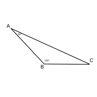 gambar segitiga sembarang dengan dua sudut diketahui.