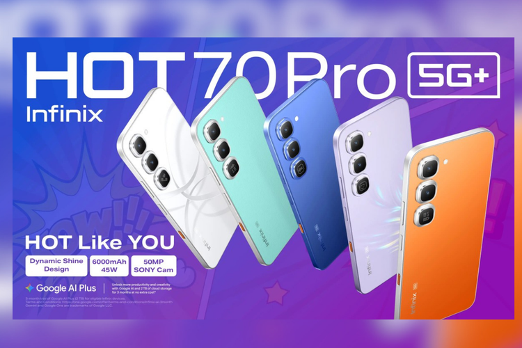 Infinix Hot 70 Resmi, HP dengan Bodi yang Bisa Berubah Warna 