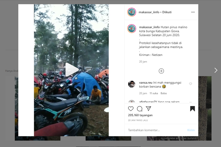 Tangkapan layar video viral wisata hutan pinus Gowa.