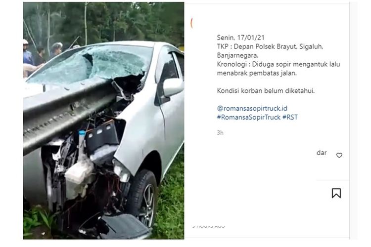 Viral video mobil tabrak pembatas jalan di Banjarnegara