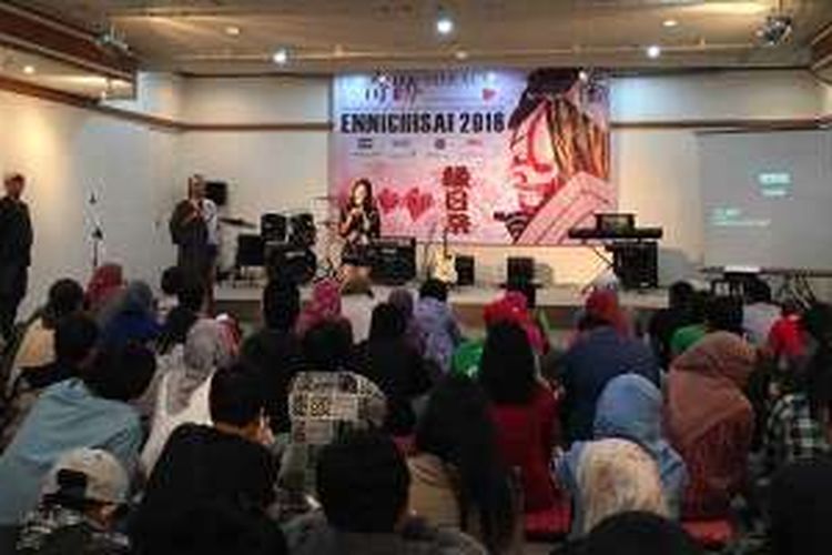 Konferensi pers Festival Budaya Jepang, Ennichisai, di The Hall Japan Foundation, Gd Summitmas 1, Jl Jenderal Sudirman, Jakarta, Sabtu (2/4/2016). Tahun 2016, Ennichisai mengusung tema 'Miracle, Power of Love' dan akan digelar di kawasan Blok M pada 14-15 Mei mendatang.