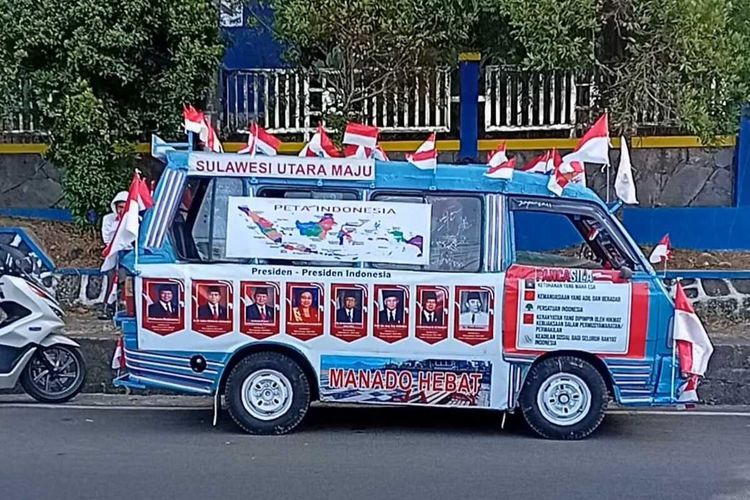 Sambut HUT RI, Sopir di Manado Hias Angkot dengan 81 Merah Putih hingga Foto 8 Presiden