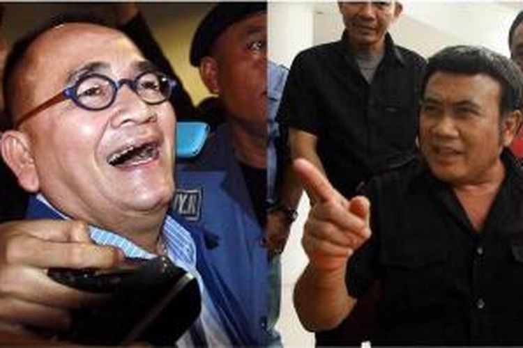 Politikus Partai Demokrat Ruhut Sitompul dan penyanyo dangdut Rhoma Irama.