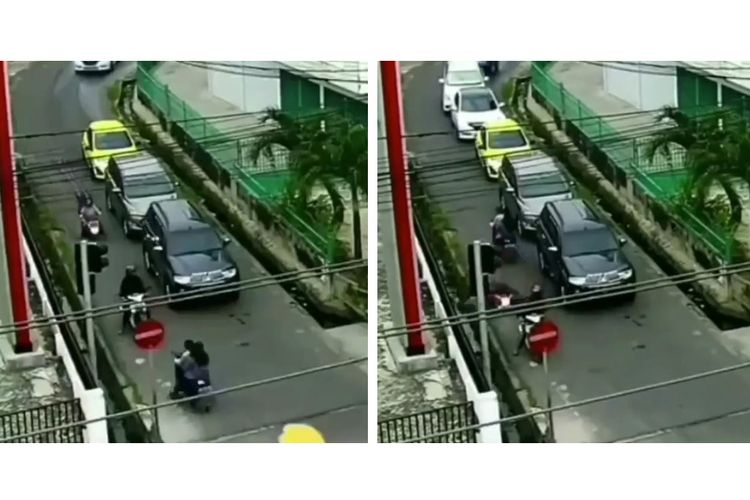 Video tiga orang pengendara motor alami kecelakaan akibat adanya pengendara motor yang memaksa menerobos jalan pada Rabu (18/12/2019).