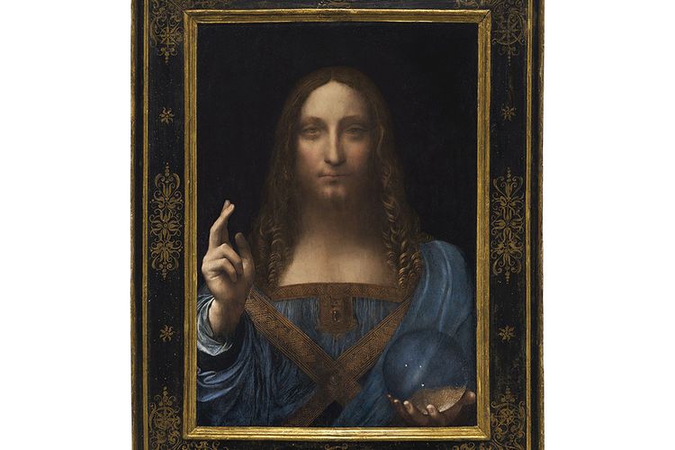 Ilusrasi lukisan Salvator Mundi karya Leonardo da Vinci.