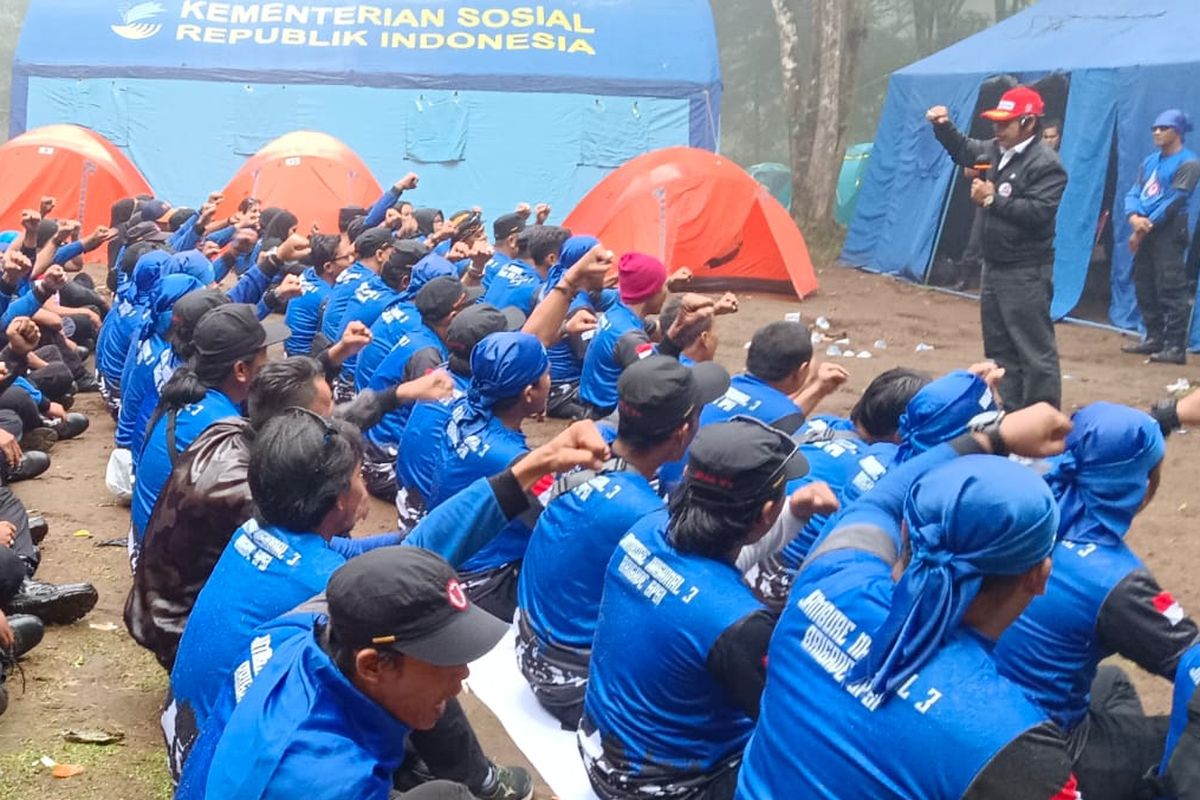 Para Brigade KSPSI gelar jambore dan rakernas di Kabupaten Kuningan, Jawa Barat, Minggu (30/10/2022).