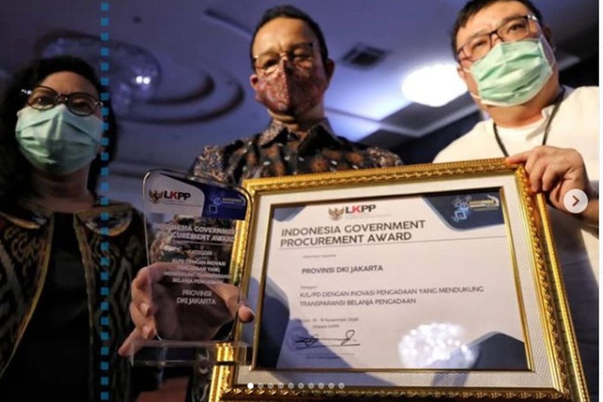 Pemprov DKI Jakarta meraih penghargaan Indonesia Government Procurement Award yang diselenggarakan Lembaga Kebijakan Pengadaan Barang/Jasa Pemerintah (LKPP) RI.
