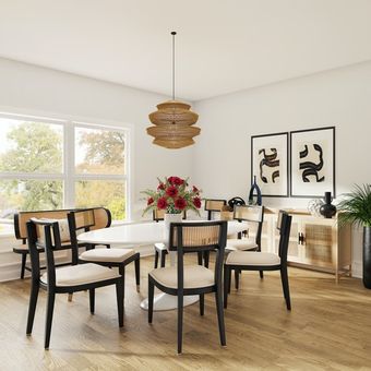Ilustrasi ruang makan dengan cat putih