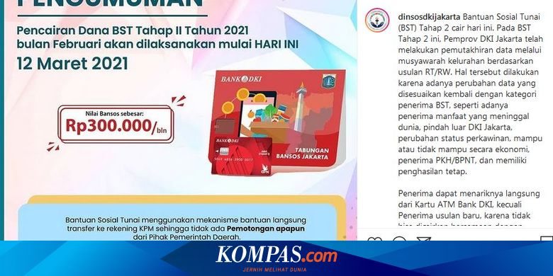 Dana Bst Februari 2021 Dari Pemprov Dki Telah Cair Warganet Keluhkan Nama Tak Terdaftar Halaman All Kompas Com