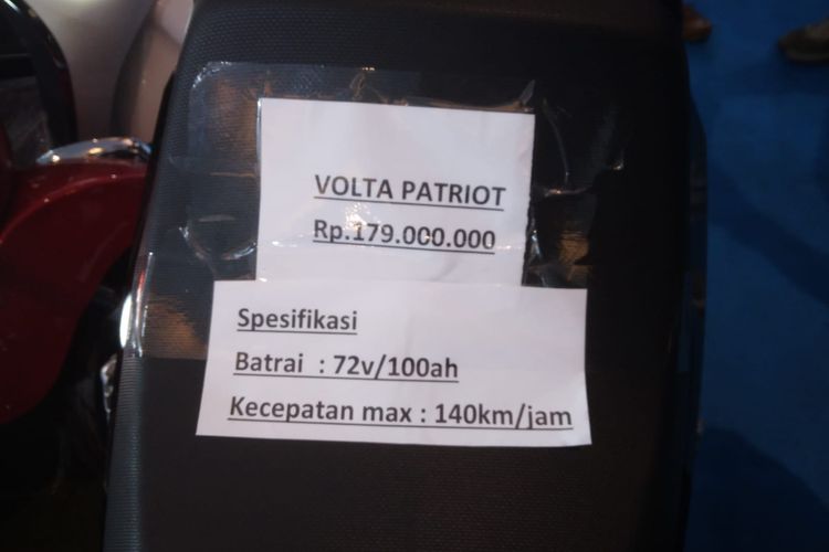 Volta Patriot X dijual di Periklindo Electric Vehicle Show (PEVS) 2022 dengan harga Rp 197 juta.