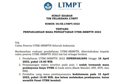 Pendaftaran UTBK SBMPTN 2022 Diperpanjang, Ini Ketentuan Barunya!