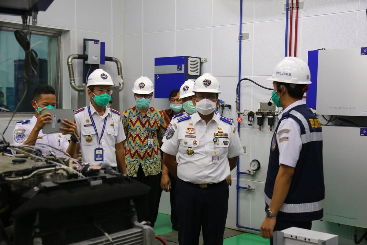 Laboratorium Uji Emisi Heavy Duty R49 di Balai Pengujian Laik Jalan dan Sertifikasi Kendaraan Bermotor (BPLJSKB) Bekasi, Jawa Barat, diresmikan Kemenhub.
