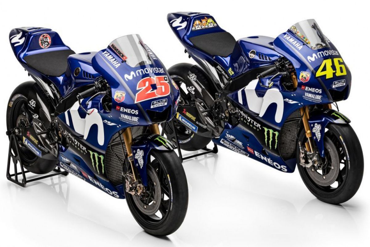 Seragam baru tim MotoGP Yamaha Movistar 2018.