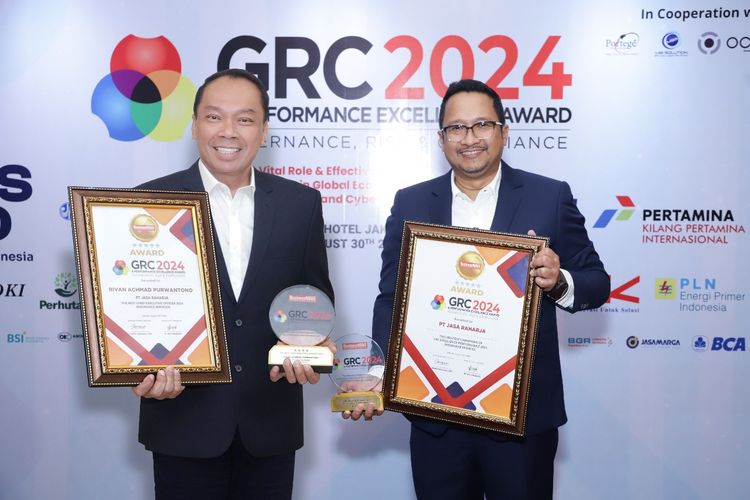 PT Jasa Raharja (Persero) meraih empat penghargaan bergengsi dalam ajang GRC & Performance Excellence Award 2024 yang diadakan di Hotel JW Marriott Jakarta, Jumat (30/8/2024).