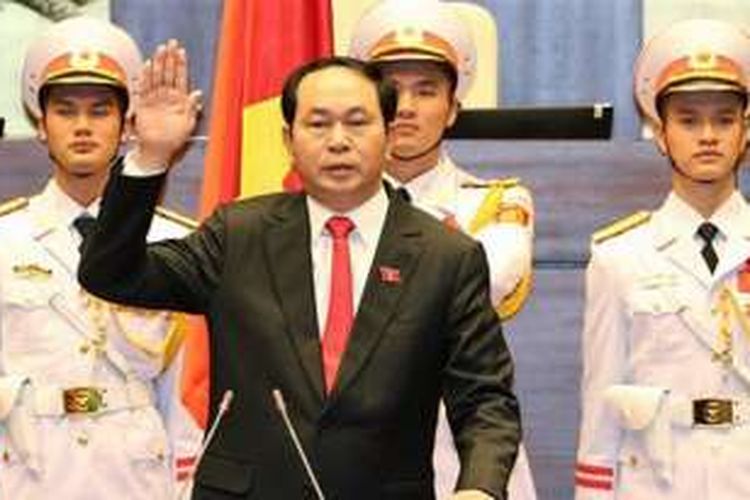 Tran Dai Quang saat dilantik menjadi Presiden VIetnam, Sabtu (2/4/2016)